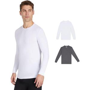 32 Degrees Men's 2-Pack Performance Lightweight Thermal Baselayer Crewneck Top (White/Charcoal Heather)