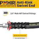 POHIR 4FT Pressure Washer Whip Hose 4800psi 3/8'' Steel Wire Braided with 3/8'' Quick Connect Plug, Reel Connector Jumper Hose for Pressure Washing (4800PSI, 4FT)