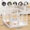 Clear Dog Playpen Indoor, 24" Acrylic Plastic Pet Play Pen with Door, Playpen for Puppy Cat Rabbit Ferret, Easy to Install Preferable Playpen for Small Dogs, Customizable, White 8 PCS