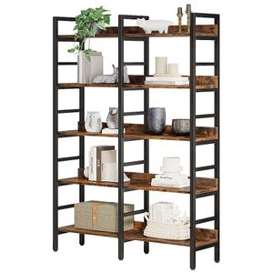 Tribesigns Bookshelf Brown Metal 5 -Shelf Bookcase ( 47.24-in W x 70.87-in H x 11.81-in D ) Painted