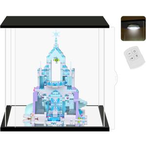 NONEMEY Clear Acrylic Display Case with Remote Control Light for Collectibles, Dustproof Model Showcase Organizer Box, Display Case for Collectibles(13.8x10x13.8inch,35x25x35cm)