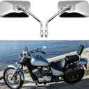 M10 Motorcycle Side Mirrors, Chrome Rectangle Motorcycle Rearview Wing Mirrors Compatible With Bobber ATV Street Bike Cruiser Chopper (Chrome)