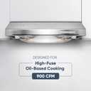 Pacific Auto Clean Under Cabinet Range Hood 30 Inch, 900 CFM Stove Vent Hood, Stainless Steel Kitchen Exhaust Hood, Kitchen Hood Vent, Ultra Quiet Dual Fans, LED Lights AC30BS Filterless Auto Cleans