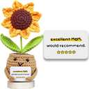 Gossby Gift for Mom from Daughter, Son, Kids - Mother's Day Basket Stuffers - Excellent MOM Would Recommend Sunflower Crochet - Christmas, Birthday Gift Idea for Mama - Knitted Crochet Doll