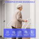 Hand Rails for Outdoor 1-2 Steps, Indoor Stairs, Bathroom, Wall Mount Non-Slip U-Shape Stair Hand Railing White Right 1 Pack