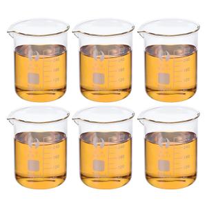 PATIKIL 300ml Low Form Glass Beaker, 6 Pack 3.3 Borosilicate Glass Graduated Printed Scale Measuring Cups with Spout for Kitchen Lab Liquids