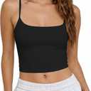 CHYRII Womens Tank Tops with Built in Bras Summer Cropped Sleeveless Square Neck Going Out Basic Camisole Tops, M