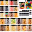 Large & Small Plastic Jars Combo (24 Pack) 12 Large 16 oz & 12 Small 8 oz Leak-Proof Clear Containers with Lids, Mason Jars, Perfect for Storing Spices, Cookie, Candy, Slime and Dry Food, Empty Jars