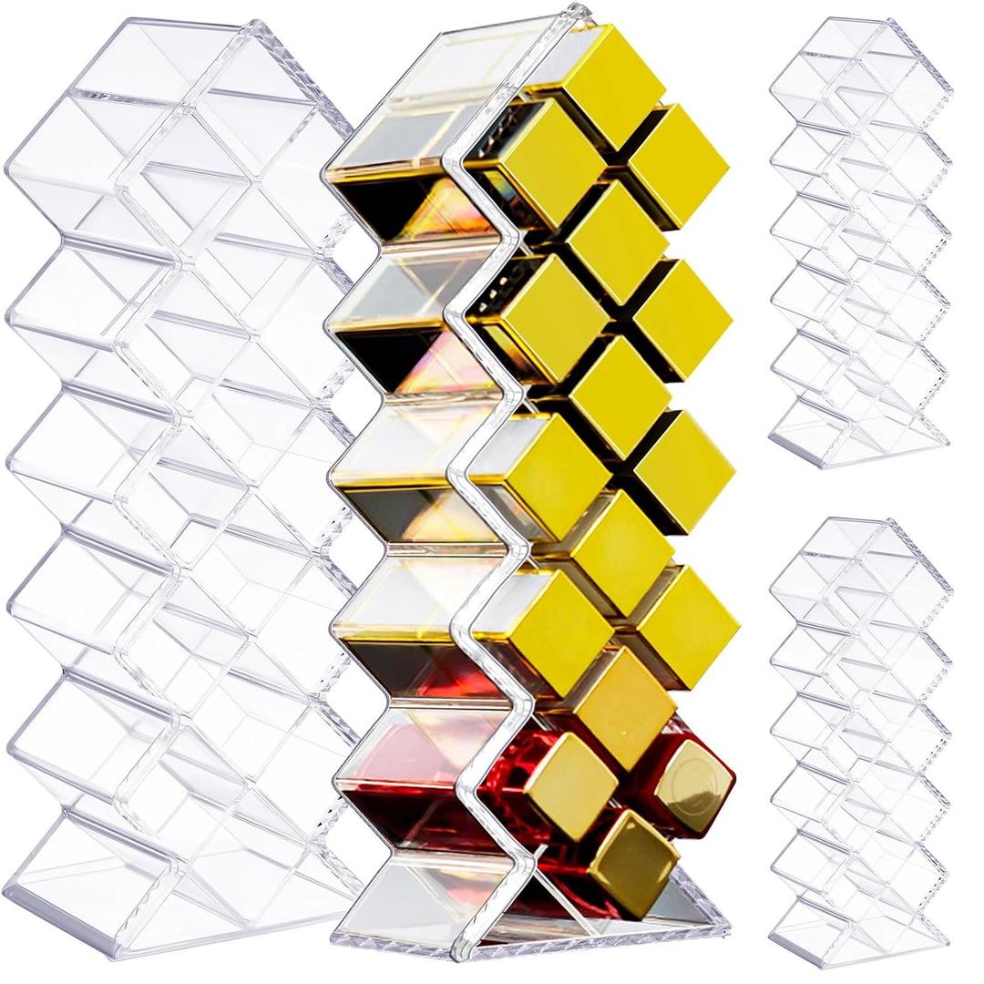 2 Pack Acrylic Lipstick Holder Organizer 32 Slots Clear Lip Gloss Holder Organizers Stackable Fish Shape Lipsticks Tower Lipstick Case Display Stand Storage Box for Makeup Cosmetic Vanity drawer