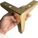 Metal Sofa Legs Furniture Replacement Leg Golden Sofa Feet Heavy Duty Triangle Cabinet Feet Set of 4 (4 Inch)