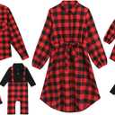 Mommy and Me Christmas Dresses Long Sleeve Green Red Black Buffalo Plaid Family Matching Outfits for Photoshoot Fall Winter Xmas Gingham Mom Daughter Daddy Son Matching Outfits Red Plaid Women L