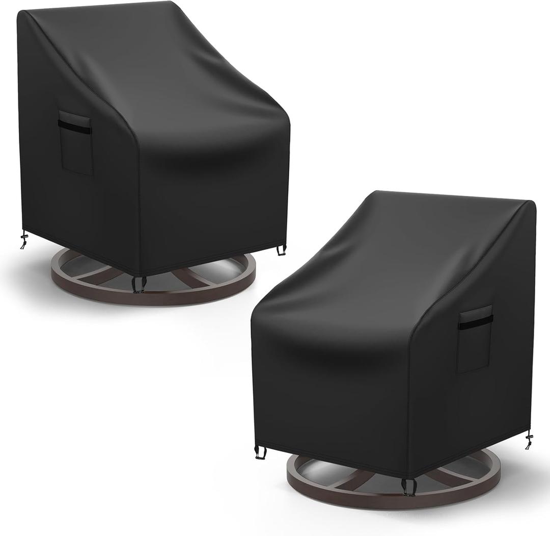 Mrrihand Patio Chair Covers, 2 Pack Outdoor Swivel Lounge Chair Cover, Heavy Duty Patio Rocking Chair Covers, Patio Furniture Covers Waterproof, 30" W34" D38.5" H, Black