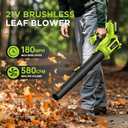 Cordless Leaf Blower with 2 Batteries, 580CFM Brushless Motor for Easy Lawn Care & Car Drying, Lightweight Handheld Blower Ideal for Women & Seniors, Fast Charger Included