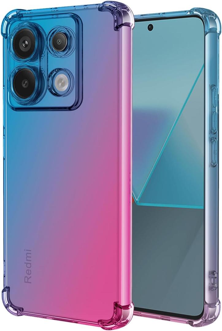 Phone Case for Redmi Note 13 Pro 5G Case, Poco X6 5G Case, Cute Clear Gradient Slim Shockproof TPU Back Phone Protective Cover for Xiaomi Redmi Note 13 Pro 5G Blue/Pink