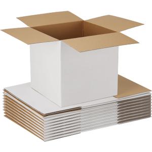 EXYGLO 10 Pack 12x12x12 Shipping Boxes for Small Business, White Corrugated Cardboard Small Box for Packaging, Moving, Mailing, and Storing