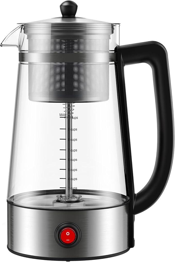 KIDISLE Percolator Coffee Pot Electric Coffee Maker, 10Cup Coffee Percolator with Auto Keep Warm, Stainless Steel Basket, Borosilicate Glass, CoolTouch Handle