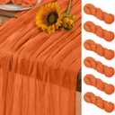 Orange Cheesecloth Table Runner 6 Pack Halloween Orange Table Runners Boho Gauze 120 Inches Cheese Cloth Fall Table Decorations for Thanksgiving Weddings Bridal Baby Shower Party Decor