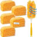 JMIATRY 50PCS Disposable Duster Refills for Swiffer 360 Degree Dusters Refills Pads Heavy Duty Duster Refill with Adjustable Handle Yellow Disposable Dusters for Cleaning Home, Office