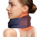 Heated Neck Brace Cervical Collar - Neck Support Brace with Heating Pad, Soft Foam Wraps Keep Vertebrae Stable and Aligned for Relief of Cervical Spine Pressure for Women & Men (S Size) Blue