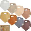 8-Pack Muslin Baby Bibs for Boys, Girls - Muslin Bandana Drool Bibs for Baby Girl & Boy, Drooling Newborn, Teething Toddler, Infant 0-36 months, 100% Cotton Extra Absorbent & Soft (Spice)