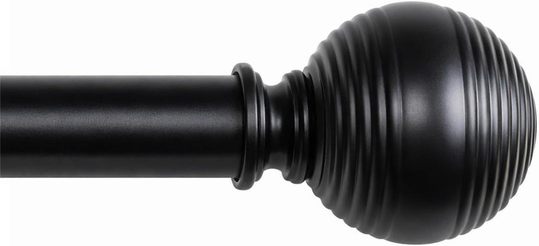 Black Curtain Rods for Windows 18 to 88 inch, 1 Inch Adjustable Curtain Rod, Heavy Duty Window Curtains Rod for Bedroom Living Room, Modern Decorative Drapery Rods Orb Finials