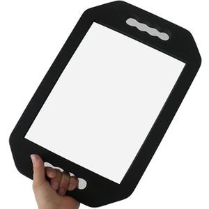 Barber Mirror Handheld Foam, Salon Large Foam Hand Mirror with Double Handle, Square Barbershop Handheld Mirror, Black
