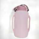 64oz Foldable Silicone Water Bottle with Straw, BPA-Free Motivational Time Marker, Leakproof Collapsible Water Jug with Handle for Gym, Sports, Camping & Outdoor Activities (Pink)