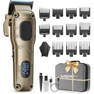 VGRPRO Hair Clippers for Men Professional, Cordless & Corded Barber Clippers for Hair Cutting with Package Case, Electric Grooming Kit for Home & Barber Use, LED Battery Display, Birthday Gift for Men