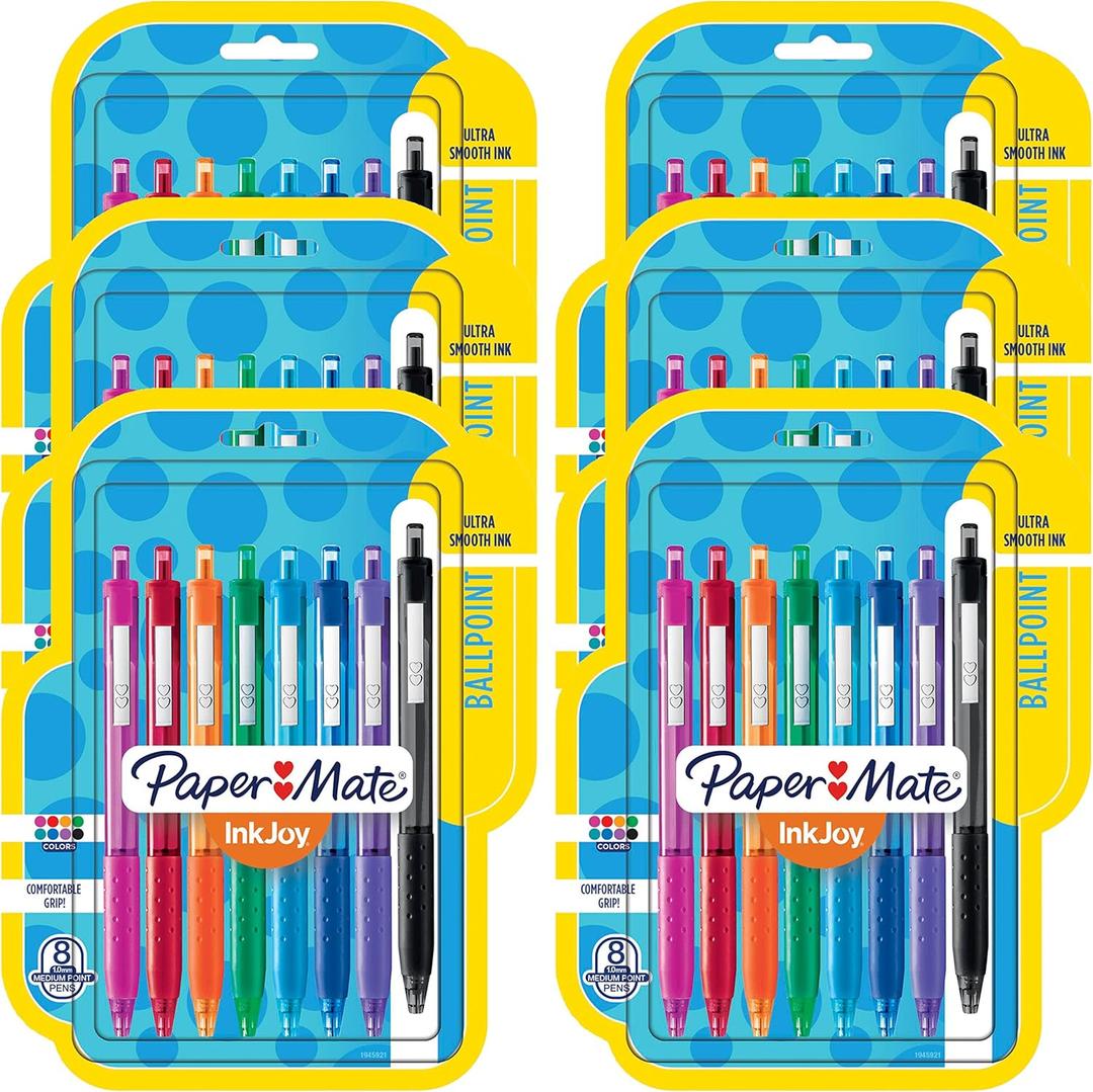Paper Mate InkJoy 300RT Retractable Ballpoint Pens, Medium Point (1.0mm), Assorted, 48 Count, 6 Packs of 8