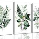 3Pcs Green Plants Canvas Wall Art Bohovegetation Wall Decor Pictures Sage Green Botanic Posters Prints Modern Botanical Paintings Artwork for Bedroom Bathroom Home Decoracion 16in x 2ft