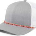 Pacific Headwear Unisex Adult Pacific Headwear Trucker Snapback Braid Cap Cotton Blend Mesh Hat, Pro Model Fit and Curved Visor for Everyday Wear (Gray)
