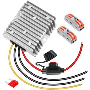 48V to 12V Converter 10A 120W Golf Cart 48V 36V to 12V Converter Voltage Regulator Reducer Transformer with Fuse Power Supply for Golf Carts Scooters RVs Boats