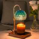 Candle Warmer Lamp Timer - Christmas Gifts for Women Mom, House Warming Gifts New Home Decor Modern Farmhouse Decor, Glass Candle Warmer Wax Melt with 2 Bulbs Blue