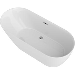 Lordear White Acrylic Freestanding Soaking Tub With Overflow And Drain
