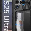 Vihibii for Samsung Galaxy S25 Ultra Case with Card Holder (4 Cards), [RFID Blocking] & Slide Camera Cover & Military Grade Drop Protection, Heavy Duty Wallet Cover for Samsung Galaxy S25 Ultra, Black | with Card Holder, 4 Cards, RFID Blocking, Slide Camera Cover