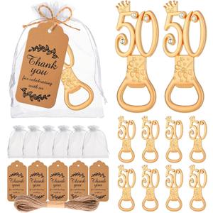 50Pcs 50th Birthday Bottle Opener Set, 50th Golden Bottle Openers Birthday Personalized Party Favors 50th Wedding Anniversaries Souvenirs Favors for Guests Gifts Decorations50th