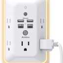 Surge Protector, Outlet Extender with Night Light, Addtam 5-Outlet Splitter and 4 USB Ports(2 USB C), USB Wall Charger Power Strip, Multi Plug Outlet for Home, Office, School, ETL Listed