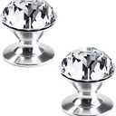 2 Pcs Crystal Self Stick Knobs Aluminum Self Adhesive Handle Pull Stick On Handle Removable Replacement Knob for Cabinet Mirror Cupboard Window Glass Sliding Door Drawer Clear Crystal Knob (2)