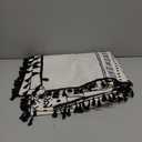 Sutuo Home Boho Curtain 84 Inches Length for Bedroom, Printed Cotton Linen Geometry Rod Pocket Chic Semi Blackout Bohemian Tassels Window Treatment for Living Room, 1 Panel 59" W x 84" L, Black