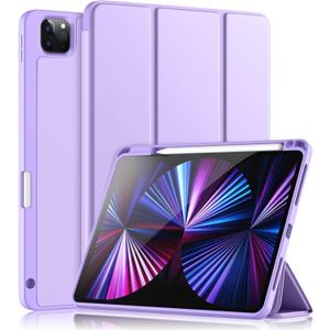 Wenlaty Case Compatible with iPad Pro 11 Inch 4th/3rd/2nd Generation with Pencil Holder, for iPad Pro Case 11 Inch 2022/2021/2020, Slim Protective Cover with Soft TPU Back, Auto Wake/Sleep, Lavender