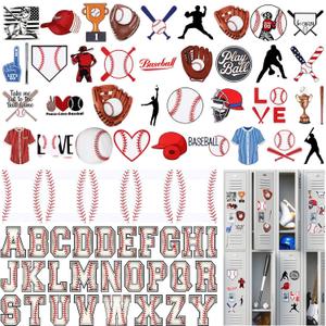 Relaxweex 68 Pcs Sports Magnet Decoration Magnetic Stickers for Locker Decorative Accessory for Fridge Computer Locker Stickers Sports Party Supplies Gift for Team Balls Lover (Baseball)