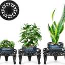 3 Pack Metal Plant Stands Indoor Outdoor, Heavy Duty Iron Flower Pot Stand for Multiple Plants, Rustproof Low Round Plant Holder for Garden, Patio, Home