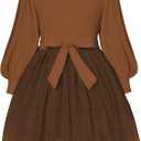 Toddler Girl Tulle Dress Puff Long Sleeves Tutu Dresses with Tie Belt for Princess Brithday Party, 1-2T