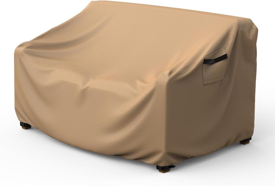 Mrrihand Heavy Duty Patio Sofa Cover, 3-Seater Outdoor Sofa Loveseat Cover, Outdoor Patio Furniture Cover with Air Vent and Handles, 60" W34" D30" H, Brown