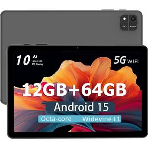 Android 15 Tablet,10 inch Tablets, Octa Core CPU, 12GB+64GB+512GB Expansion, 1280x800 Display Screen, Wi-Fi6, Dual Camera, 6000mAh Battery Tablet PC,Widevine L1 Google Kids Space