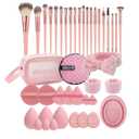 Makeup Brush Set, 42Pcs Makeup Tool Set Premium Synthetic Foundation Powder Concealers Eye Shadows Blush Makeup Brushes Kit with Makeup Sponge, Powder Puffs for Beginner & Professional
