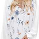 Beyove Boho Tops for Women Long Sleeve V Neck Fall Shirts Bohemian Fashion Hippie Western Dressy Casual Blouses (L)