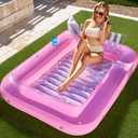 SLOOSH Inflatable Tanning Pool Lounger Float, 70" x 46" Pool Floats Adult with Pillow, 4 in 1 Suntan Tub Raft Floatie,Sunbathing Bed Lounge for Water Blow Up Kids Ball Pit Party Gifts, L-Pink White