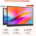 HotYeah Portable Laptop Monitor, 15.6-in 1080P FHD Travel Monitor USB-C HDMI External Computer Screen FreeSync IPS w/Kickstand, Extra External Display for Laptop PC Mac Phone Tablet Switch Xbox PS5