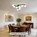 Mid Century Glass Globe Semi Flush Mount Ceiling Light Fixture Chandelier | Modern 9 Light Sputnik Black Metal Bright Large Ceiling Light for Living Room Dining Room Bedroom Kitchen Office, 9 Light